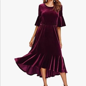 Maroon velvet dress for parties or any occasions